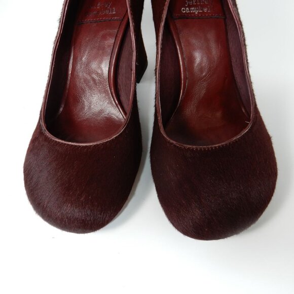 Jeffrey Campbell Buxom Pumps Heels Size 5.5 Genuine Calf Hair Wine Burgundy NEW - Picture 3 of 12